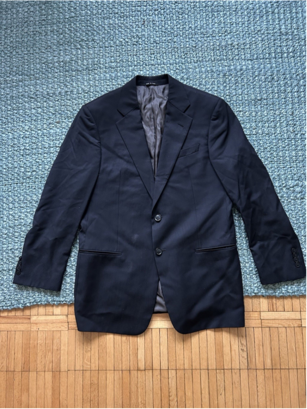 Armani Collezioni Blazer Mens Size 40R Black Pinstripe Wool Italy Made